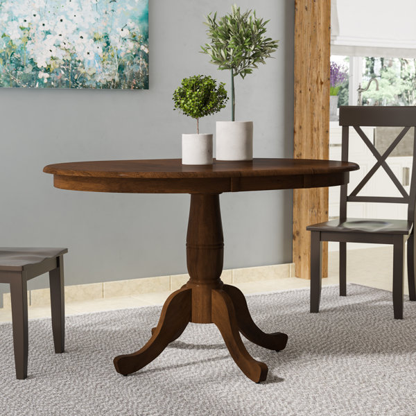 Lark Manor Overbay Extendable Rubberwood Solid Wood Pedestal Dining